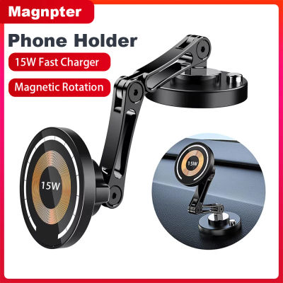 Soporte magnético para teléfono de coche de 15W, cargador inalámbrico con rotación, soporte magnético para teléfono de coche, carga rápida para IPhone 16 15 14 13 12