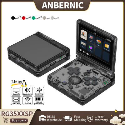 ANBERNIC-consola de juegos portátil RG35XXSP con tapa, consola de videojuegos IPS de 3,5 ", Linux, 64 bits, compatible con 5GWiFi, Bluetooth