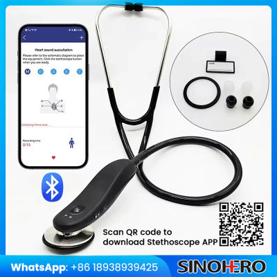 Estetoscopio electrónico inteligente inalámbrico Bluetooth digital Ampliación 40x para clínicas, hospitales Record and Share datos