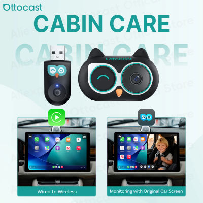 Ottocast-Adaptador de cuidado de cabina, cámara HD inalámbrica CarPlay para coche, accesorios para coche para bebés y niños, Hyundai Benz Audi Chevrolet Kia