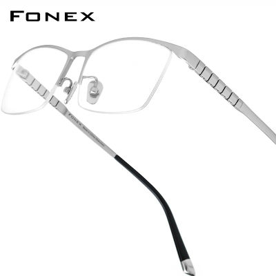 Montura de gafas FONEX de titanio puro para hombre, gafas cuadradas de nuevo diseño de marca, gafas ultraligeras japonesas semisin montura de media montura 85640