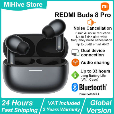 Auriculares inalámbricos Bluetooth Xiaomi REDMI Buds 8 Pro, auriculares inalámbricos con cancelación de ruido inteligente de hasta 55dB, audio de alta resolución con LDAC, BT5.4