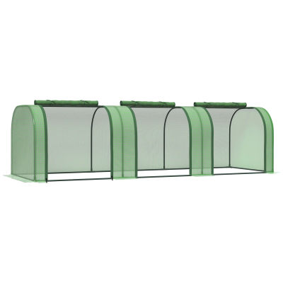 Outsunny Mini Invernadero 295x100x80 cm para Jardín Terraza Cultivo de Plantas Semilla Invernadero de Jardín Vivero Casero tipo Túnel Marco Acero y Plástico