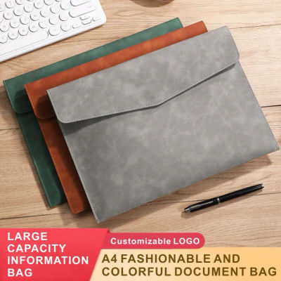 Bolsa para documentos A4 de cuero PU, 7 colores, carpeta de archivos para oficina y viajes, organizador elegante
