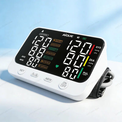 Monitor de Presión Arterial JUSTLANG de 1000mAh con Pantalla de Doble Resultado, LED HD, Tonómetro de Arritmia, Tensiómetro Digital para Medir la Presión en el Brazo