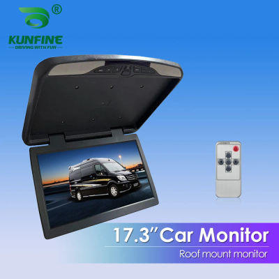 Monitor de techo de coche de 17,3 pulgadas, pantalla abatible de 1080P, vídeo Multimedia superior, pantalla montada en techo, PAL NTSC, entrada de vídeo AV bidireccional