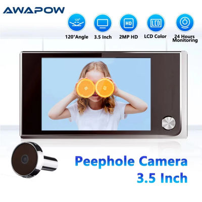 Awapow Cámara de mirilla de puerta inalámbrica Timbre con visor de puerta digital de 3,5 pulgadas 120 ° Monitor de pantalla LCD Seguridad en el hogar No necesita WiFi