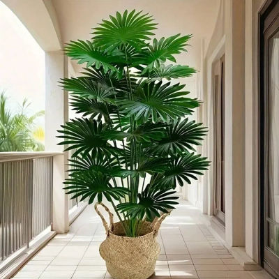 24 hojas de plantas artificiales de 31,5 pulgadas, árbol de girasol falso grande, hojas de plantas de plástico, palmera Artificial de jungla para el hogar