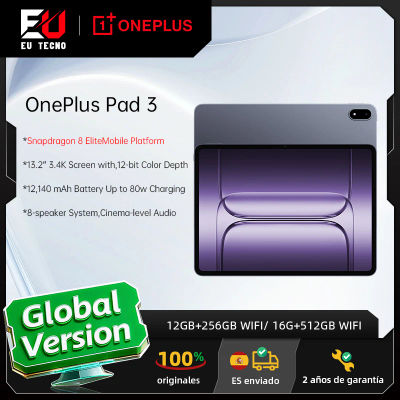 Versión Global OnePlus Pad 3 Snapdragon 8 Elite pantalla de 13,2 pulgadas 144Hz batería de 12140mAh cámara trasera de 13MP 8 altavoces carga de 80W