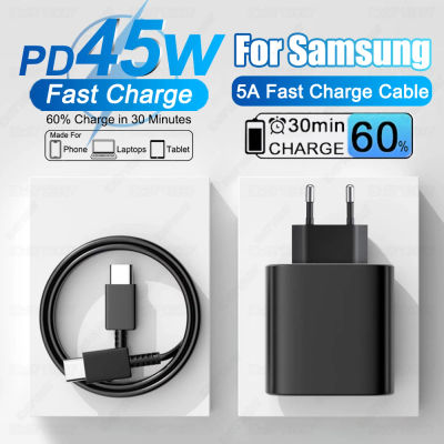 Para Samsung 45W Cargador Rápido Para Samsung Galaxy S25 S23 S22 S24 Ultra Plus A54 A35 A55 5G USB Tipo C Cargador Cable de carga rápida
