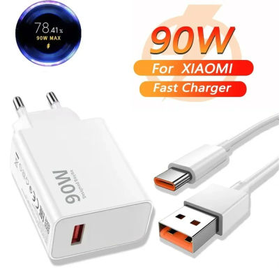 Cargador rápido USB de 90W, adaptador de cargador de pared para teléfonos con Cable de carga rápida tipo C de 1m/2m 6A para Xiaomi Ultra Redmi Samsung iPhone