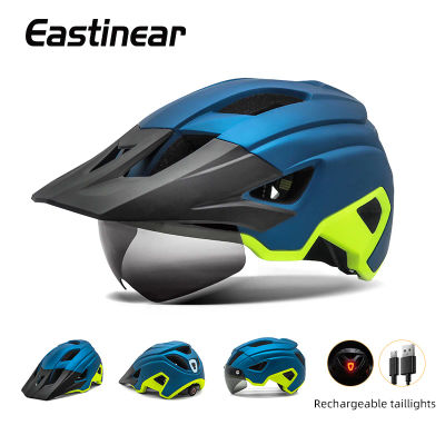 Eastinear-casco de bicicleta LED, gafas de sol, visera, luces traseras LED recargables, deportes al aire libre para hombres, equipo de bicicleta MTB