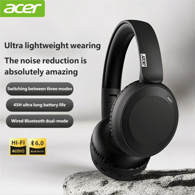 Auriculares inalámbricos Bluetooth Acer OHR205, auriculares plegables sobre la oreja con controladores de 40 mm, Bluetooth multipunto 6.0 para el hogar y la oficina