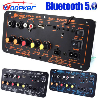 Woopker-placa amplificadora de Audio Bluetooth, 300W, D100, Subwoofer, micrófono Dual, módulo amplificador, 12V, 24V, 220V, reproductor Medie