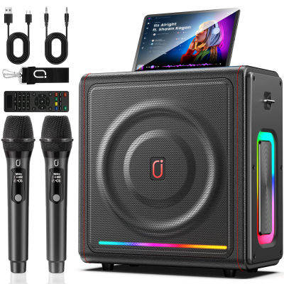 Máquina de Karaoke MS78 con 2 Micrófonos Inalámbricos | Altavoz Bluetooth 5.3 con control de graves/árboles y corrección de tono | Sistema PA