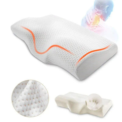 Almohada ortopédica de espuma viscoelástica para cama, protección del cuello, almohada con memoria de rebote lento, salud en forma de mariposa, cuello Cervical, 1 ud.