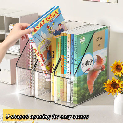 Archivador vertical, organizador de escritorio de PET transparente y contenedores de almacenamiento para revistas, carpetas, cuadernos, sobres, multiusos