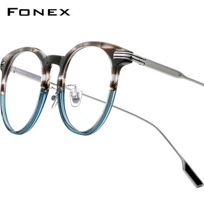 Montura de gafas FONEX de acetato de titanio para mujer, nuevo diseño de marca, gafas redondas Retro Vintage, gafas para hombre, gafas japonesas 85682