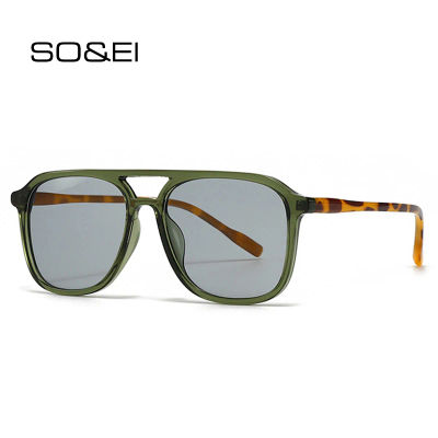 SO & EI Retro doble puente hombres gafas de sol cuadradas moda azul verde tonos UV400 mujeres tendencia gradiente gafas de sol