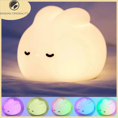 Lámpara Nocturna LED RGB con Sensor Táctil en Forma de Conejo, Recargable por USB, de Silicona, Colorida, para Niños, Bebés, Regalo para Festivales
