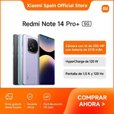 Official | Redmi Note 14 Pro+ 5G, Pantalla AMOLED con bisel ultrafino de 2,07, Duración de la batería de hasta 24 días, Admite llamadas por Bluetooth, 12GB+512GB