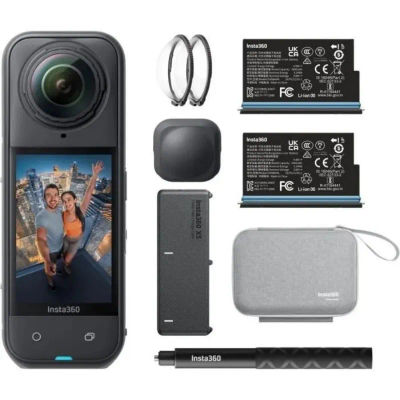 Insta360 X5 Edición Bundle - 360 ° Cámara de acción - 8K - WiFi y Bluetooth - FlowState - Resistente al agua - 185 minutos de duración de batería