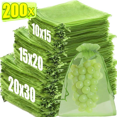 200/10x bolsas de protección de frutas bolsa de red para cultivo de plantas con cordón bolsa de malla antiinsectos a prueba de insectos bolsa de gasa cubierta de verduras