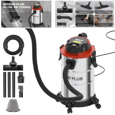 BRIEFNESS Aspirador Industrial 5000W 19KPA 3 en 1 - Aspirador en Seco y Húmedo 20L con Función Soplado, Aspirador de Polvo y Agua de Alta Potencia para Taller Fábrica Garaje Limpieza Profesional