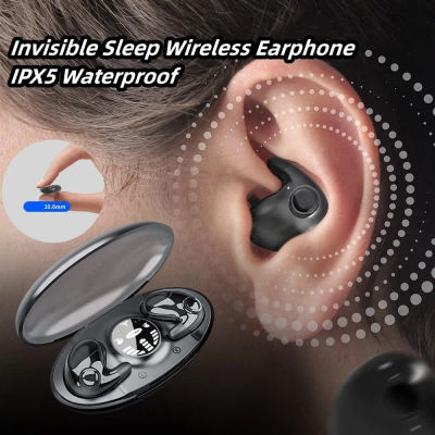 Auriculares inalámbricos invisibles para dormir TWS Bluetooth 5,3, auriculares ocultos IPX5, resistentes al agua, con reducción de ruido, deportivos