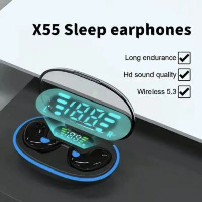 Auriculares inalámbricos X55 para dormir, mini audífonos TWS con Bluetooth, estéreo, ocultos, con micrófono, llamadas HD, impermeables