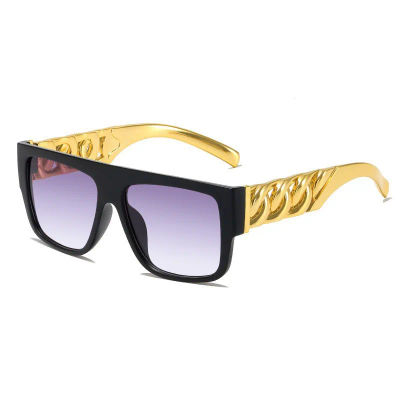 Gafas de Sol Cuadradas Modernas con Cadena Decorativa, Lentes de Sol de Lujo para Hombre y Mujer, Gafas para Uso Diario al Aire Libre KJ062