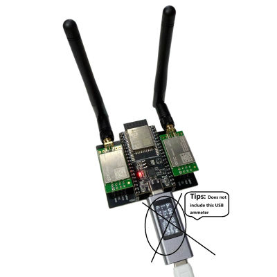 NRF24L01 Versión de Alta Potencia con ESP32-DevKitC+E01C Fuente de Alimentación de 5V2A para Pruebas Bluetooth 2.4G de Larga Distancia