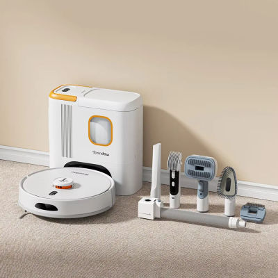Aspiradora Robot 2 en 1 con Fuerte Succión de 6000Pa y Herramienta de Aseo para Mascotas TEENDOW D20S MAX+, Bolsa de Almacenamiento de Polvo de 3L, Batería Grande de 5000mAh