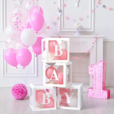 Cajas para Bebés con Letras de 30cm/25cm para Baby Shower, Cajas Transparentes para Globos, Bloques para Decoración de Fiestas de Cumpleaños y Revelación de Género