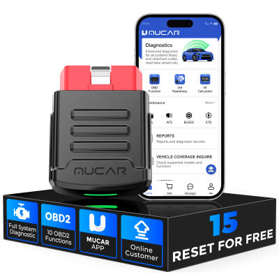MUCAR BT200 Pro Obd2 -herramienta de diagnóstico , 15 funciones de mantenimiento de reinicio, Bluetooth, escáner obd 2, todos los sistemas de diagnóstico para todos los coches
