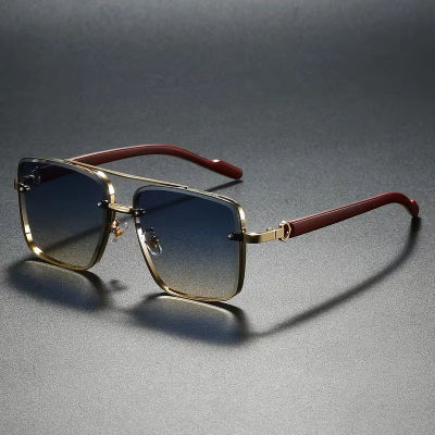 Gafas de Sol Retro Cuadradas de Metal para Hombre o Mujer, Diseño Original de Marca, Gafas de Sol de Piloto con Doble Puente