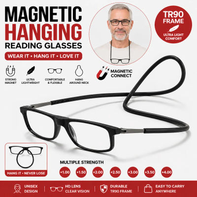 Nuevas Gafas de Presbicia Plegables para Colgar en el Cuello, Gafas de Presbicia Magnéticas de Resina HD, Gafas de Presbicia Modernas
