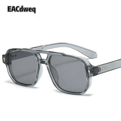 Gafas de Sol Cuadradas Vintage de Doble Puente para Hombre, Lentes Transparentes Estilo Océano, Gafas de Moda con Remaches para Mujer, Protección UV400