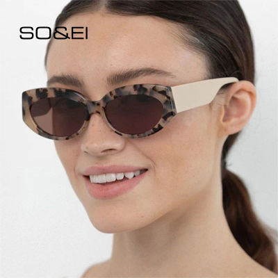 SO & EI gafas de sol Retro de ojo de gato Color gelatina para mujer, gafas de sol ovaladas de diseñador de marca a la moda, gafas de sol UV400 para hombre, gafas de sol de tendencia