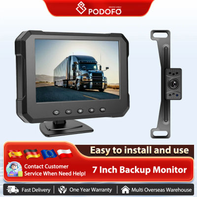 Cámara de Visión Trasera para Automóvil Podofo IP68, Impermeable, con Monitor de Respaldo, Visión Nocturna por Infrarrojos, Chip de Alto Rendimiento, Cableada