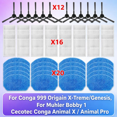 Apto para piezas de aspiradora Conga 999 Origin X-Treme, Cecotec Conga Animal X / Animal Pro, cepillo lateral, filtro HEPA, paño, barra de goma y tira de raspador de goma