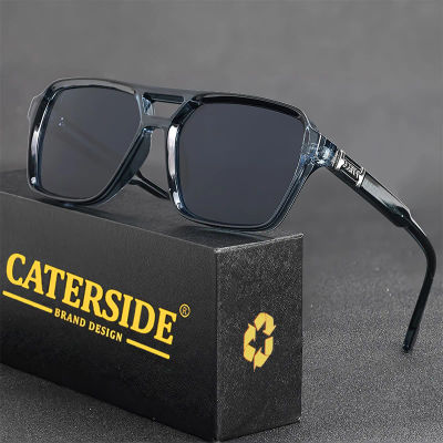 Gafas de Sol Cuadradas Retro CATERSIDE para Hombre, Estilo Punk, Parte Superior Plana, Doble Puente, Gafas de Sol de Alta Calidad para Mujer, Regalos para Fiestas y Festivales
