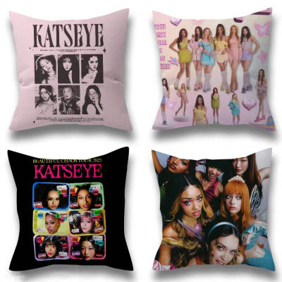 Funda de almohada Kpop Hot Girl K-KATSEYE para dormitorio y sala de estar, funda de cojín decorativa para sofá
