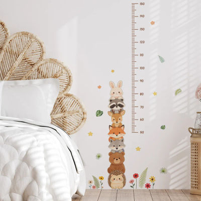 Adhesivos de Pared de Animales del Bosque para Niños, Niñas y Bebés, Decoración de Habitación, Medidor de Altura, Papel Tapiz con Diseño de Oso