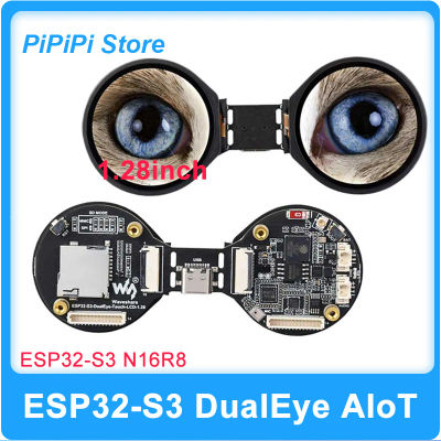 Placa ESP32-S3 DualEye AI con Pantalla LCD IPS Redonda Dual de 1.28 Pulgadas 240x240 GC9A01A CST816 N16R8, Altavoz con Doble Micrófono, Robot de Juguete con IA, WiFi, BLE