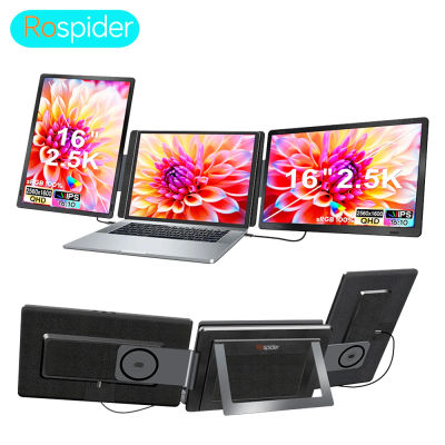 Monitor Portátil Rospider de 16 Pulgadas y 2.5K para Computadoras Portátiles de 12 a 16.5 Pulgadas, Extensor de Pantalla Triple Desmontable, Pantalla IPS QHD de 2560x1600