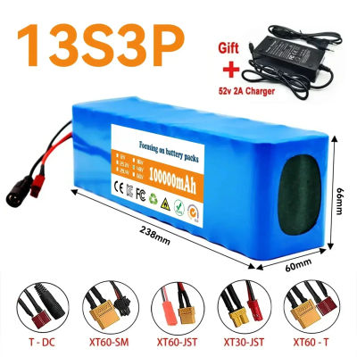 Paquete de batería de iones de litio 13S3P 48V 100000mAh 100Ah 1000W con BMS + cargador de 54,6V