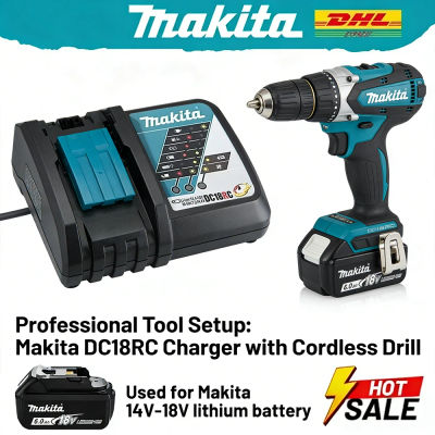 Cargador Makita 18V LXT | Cargador Rápido DC18RC DC18SD Compatible con Baterías de Iones de Litio BL1830 BL1840 BL1850 BL1860