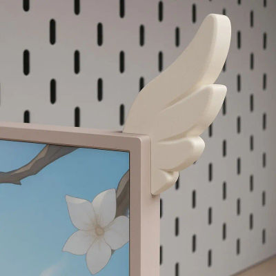 Un par de adornos decorativos bonitos con impresión 3D para habitación de deportes electrónicos, Monitor de alas rosas, adornos decorativos, regalos creativos para amigos