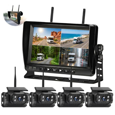 Sistema de Cámara de Respaldo Inalámbrica con Energía Solar, Monitor HD de 7" con DVR, Cámara de Reversa Magnética WiFi Impermeable para Camiones, Autocaravanas, Remolques y Camionetas